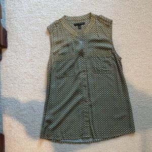 Sleeveless Olive, Mustard with Gold Button Blouse